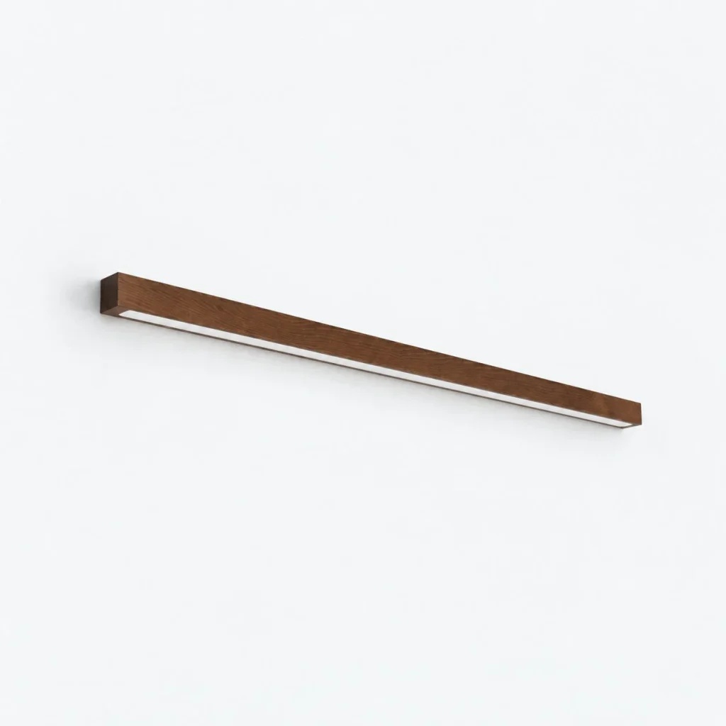 Wandlampe SANNIT, lineare Holzleuchte mit Acryl-Diffusor – Dunkles Holz / 80 cm / Licht nach oben und unten, Produktfoto