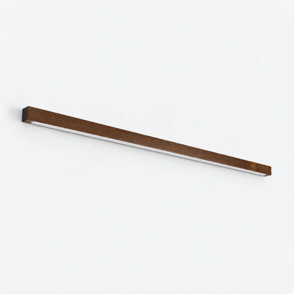 Wandlampe SANNIT, lineare Holzleuchte mit Acryl-Diffusor – Dunkles Holz / 100 cm / Licht nach oben und unten, Produktfoto