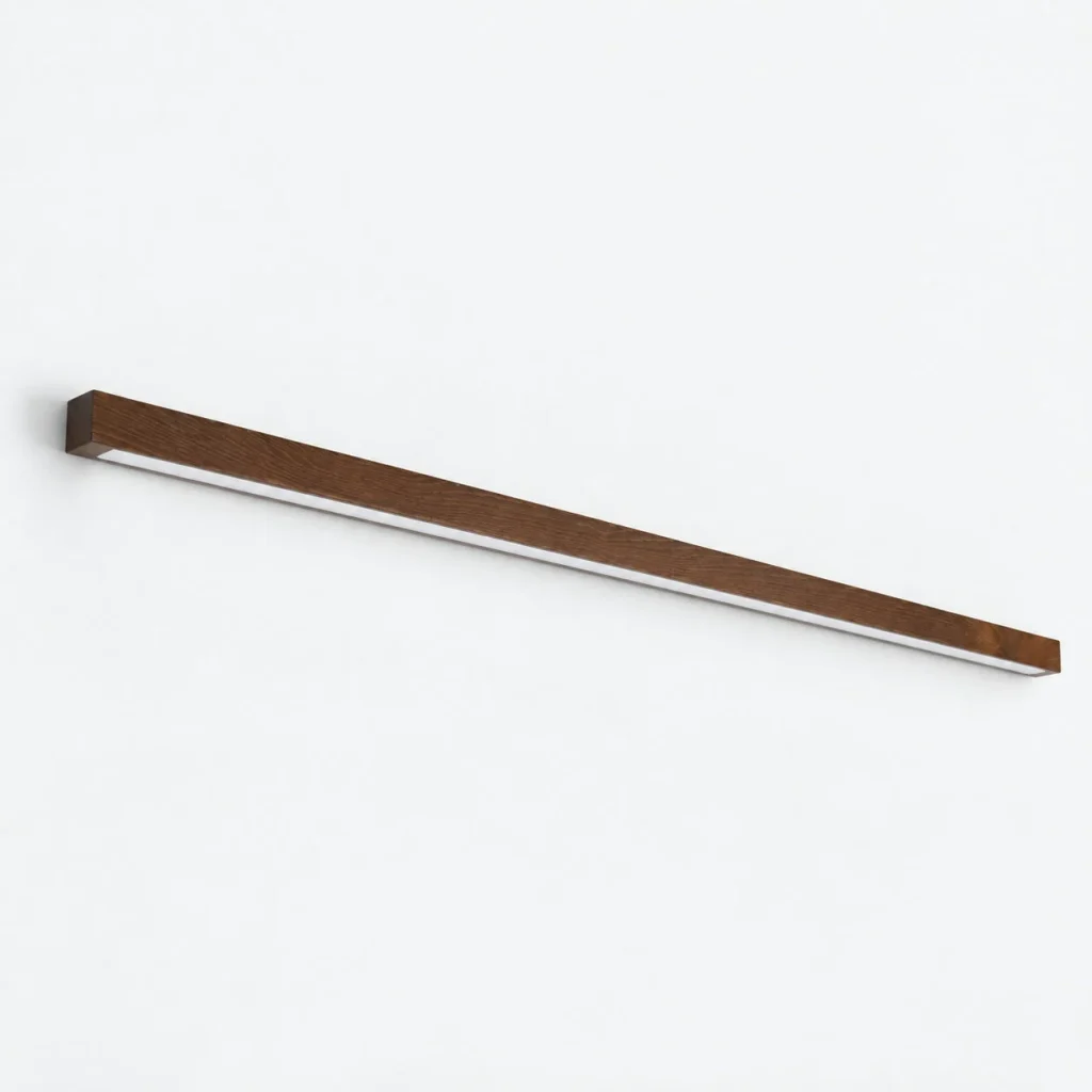Wandlampe SANNIT, lineare Holzleuchte mit Acryl-Diffusor – Dunkles Holz / 120 cm / Licht nach oben und unten, Produktfoto