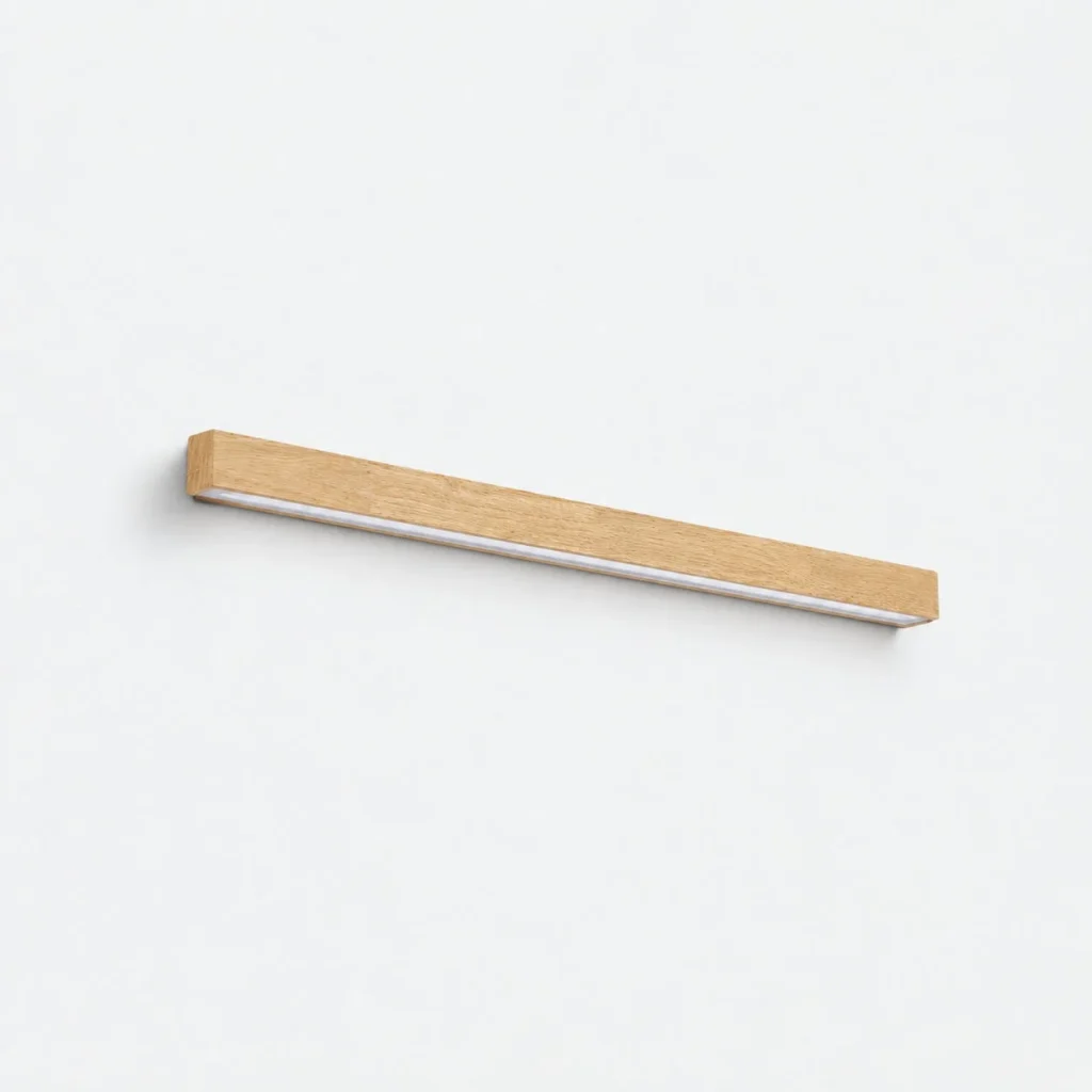 Wandlampe SANNIT, lineare Holzleuchte mit Acryl-Diffusor – Helles Holz / 60 cm / Licht nach unten, Produktfoto