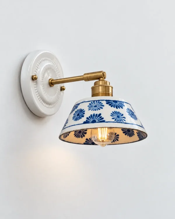 Applique SOLA, ceramica con decoro floreale blu – ceramica con decoro floreale blu, foto prodotto