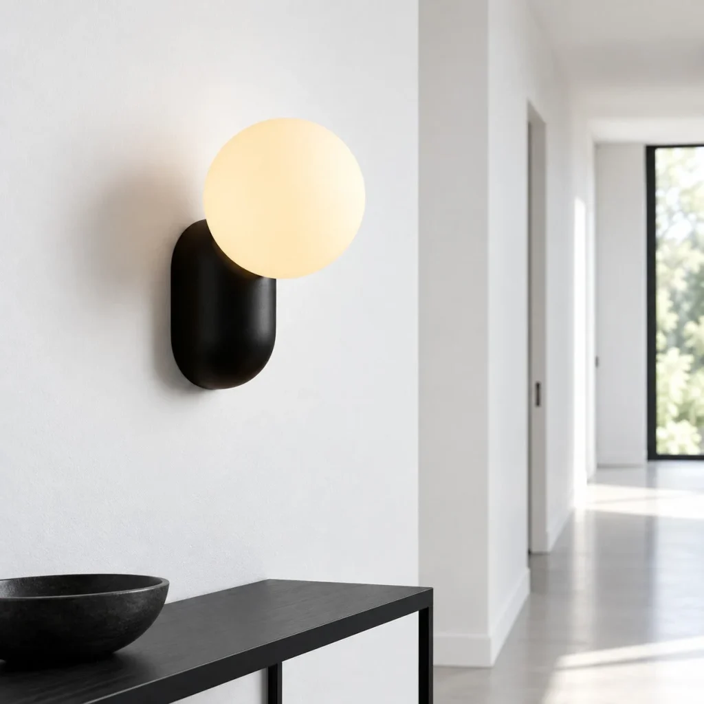 Wandlampe KEVA, längliche Kunstharzform mit Opalglas – Wohnambiente