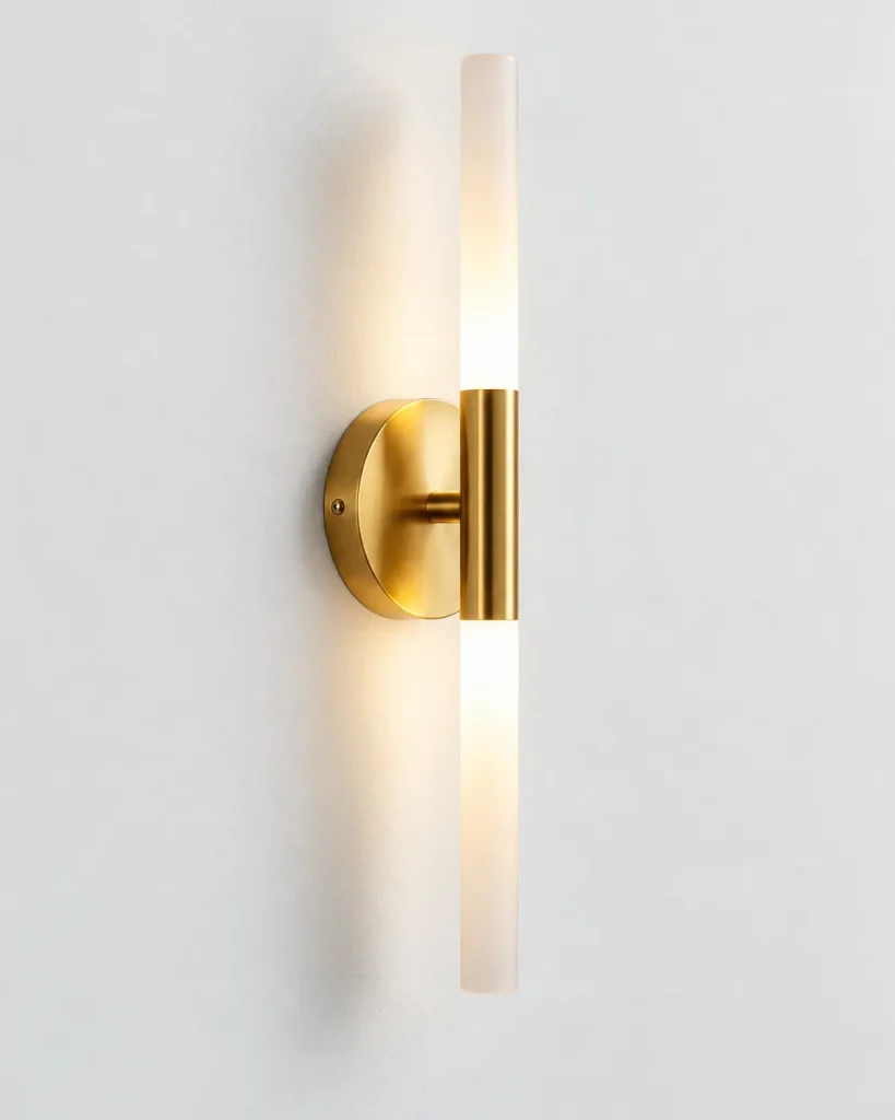 Wandlampe BRATIS, LED-Doppelrohr mit Metallmanschette – Gold, Produktfoto