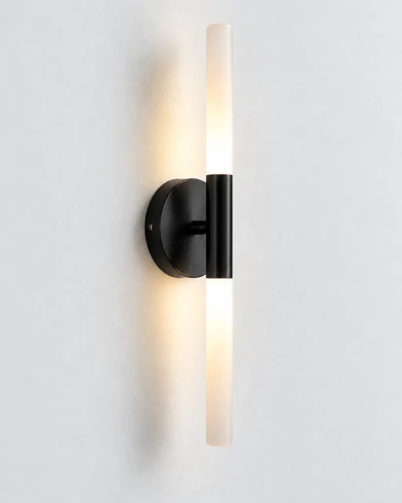 Wandlampe BRATIS, LED-Doppelrohr mit Metallmanschette – Schwarz, Produktfoto
