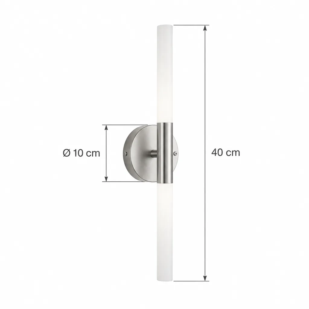 Wandlampe BRATIS, LED-Doppelrohr mit Metallmanschette – Masszeichnung 40 cm
