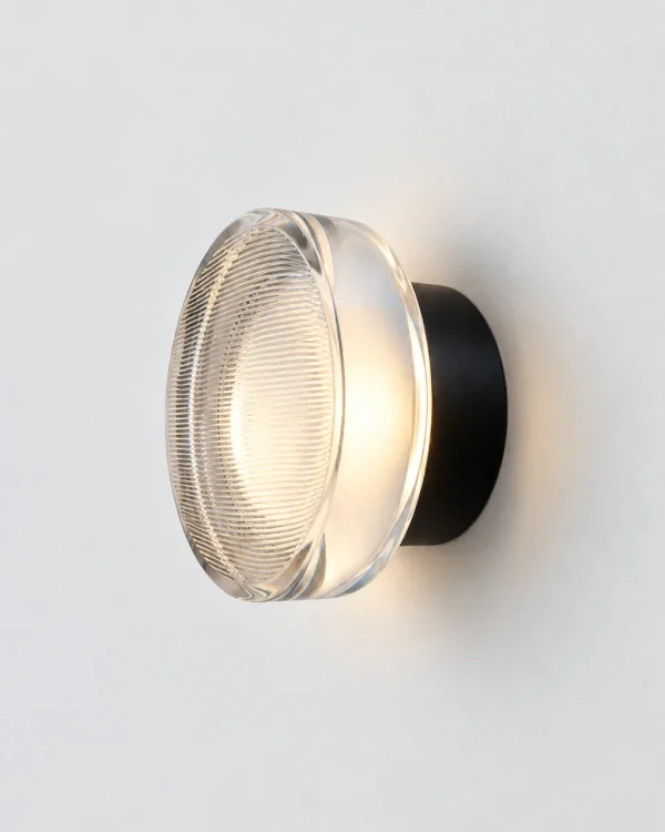 Applique EVOKA, applique LED rotonda in acrilico rigato – nero, foto prodotto