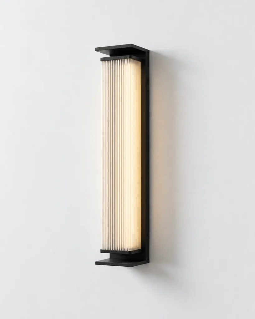 Applique XEDA, colonna LED con diffusore rigato, 4 dimensioni – nero, 60 cm, bianco caldo, foto prodotto