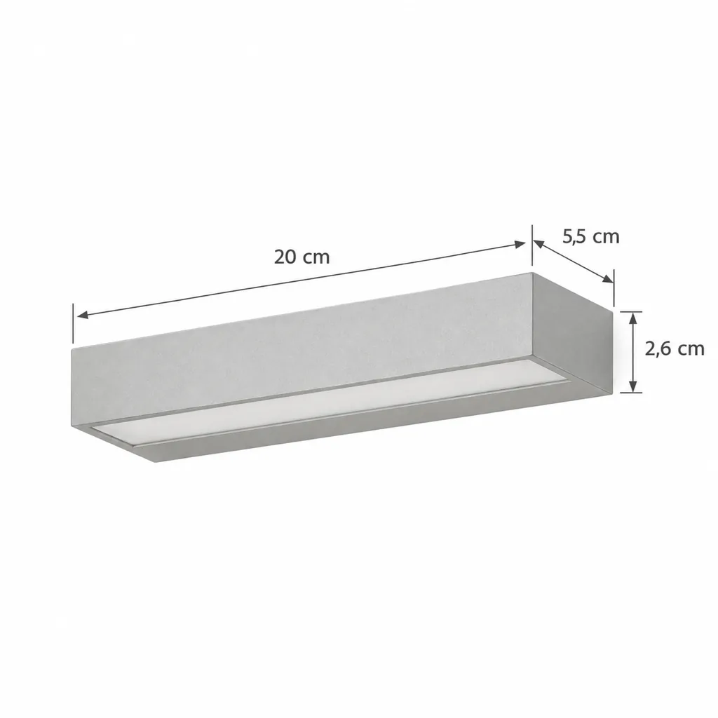 Wandlampe CHESTER, Lineare LED-Wandleuchte aus Aluminium – Masszeichnung 20 cm