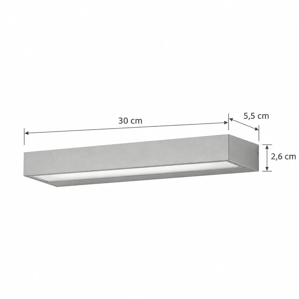 Wandlampe CHESTER, Lineare LED-Wandleuchte aus Aluminium – Masszeichnung 30 cm