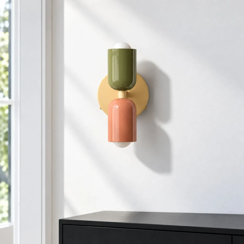 Wandlampe NORSAND, farbiger Metallzylinder mit zwei Fassungen – Wohnambiente