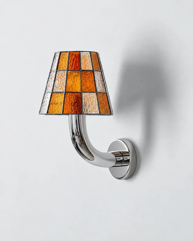 Wandlampe DORI, Mosaikglas mit verchromtem Wandarm – Orange, Produktfoto
