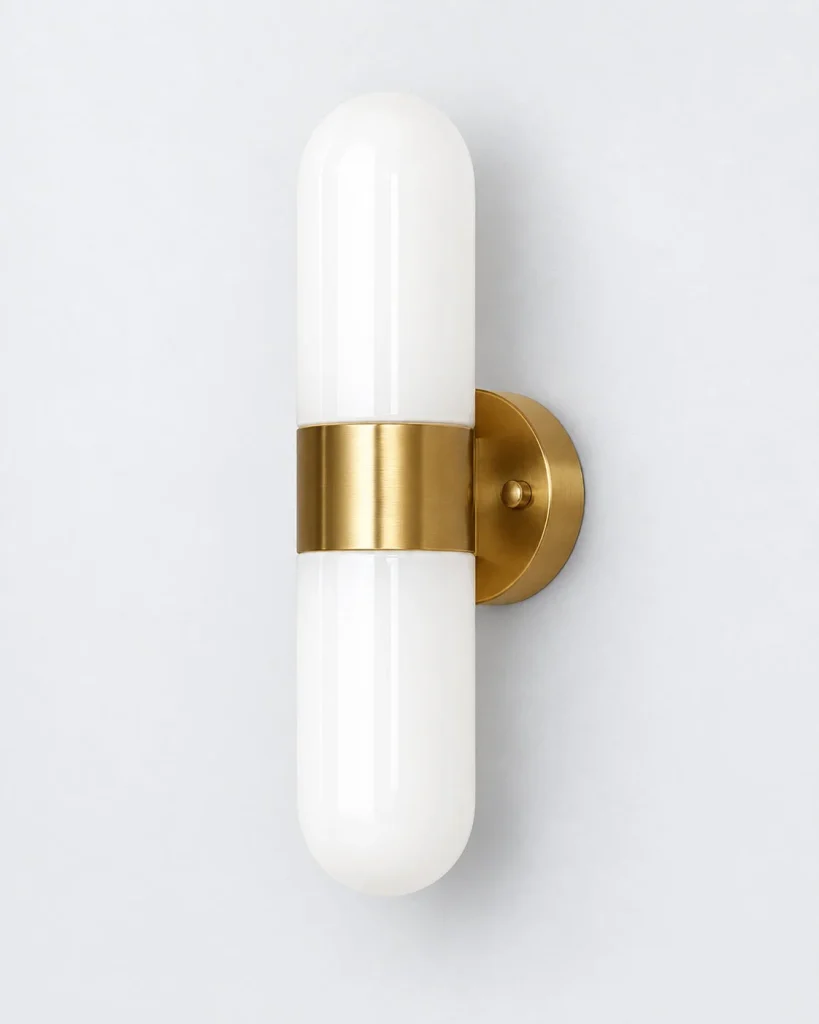 Wandlampe NAVA, Glaskapsel mit mittlerem Metallband – Goldfarben, Produktfoto