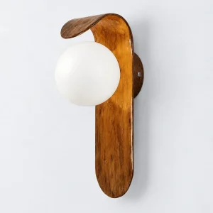 Wandlampe ENA, organische Polymerform mit strukturierten Details – Braun, Produktfoto