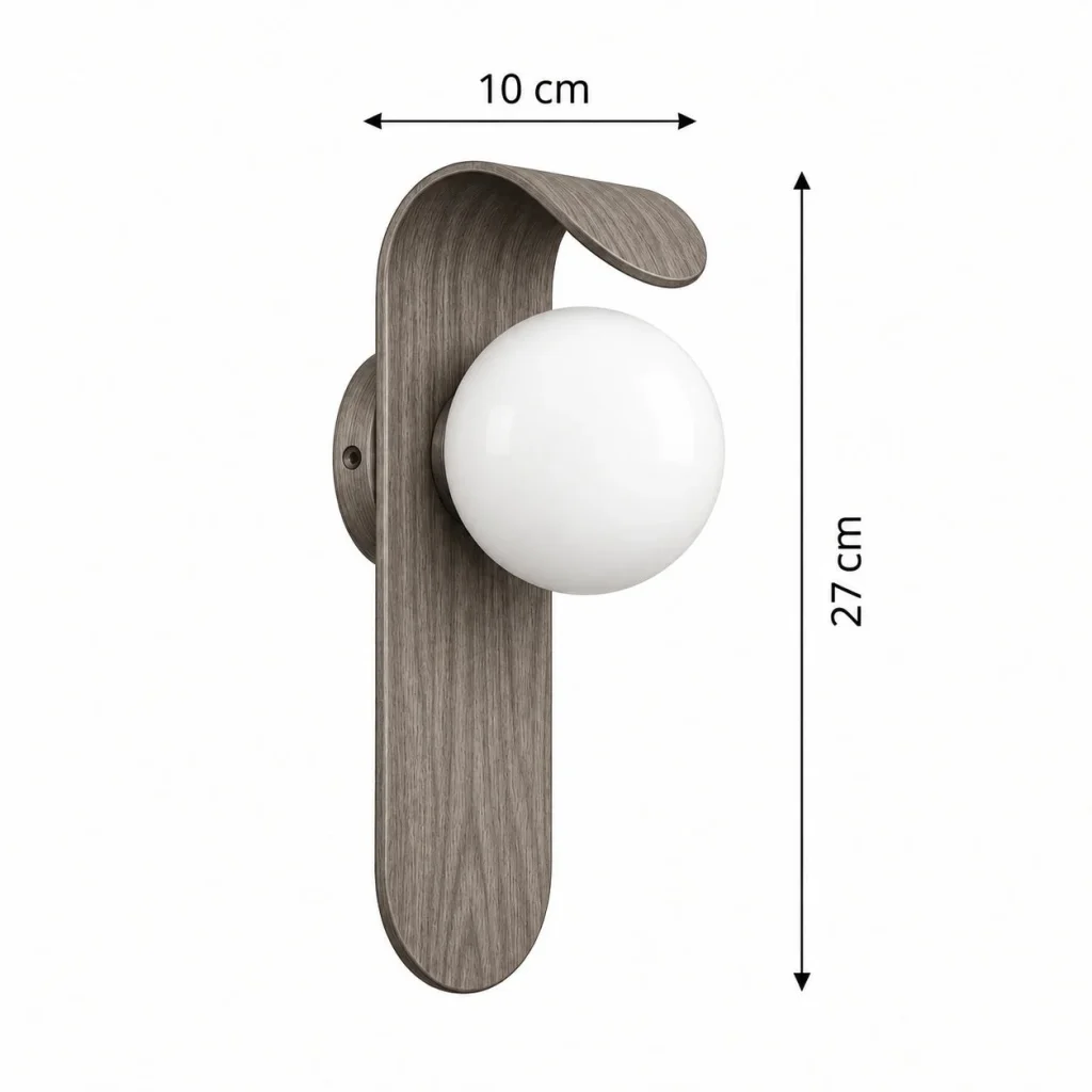 Wandlampe ENA, organische Polymerform mit strukturierten Details – Abmessungen
