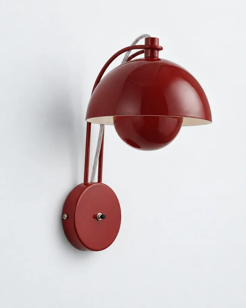 Wandlampe ODANI, Pilzform aus lackiertem Metall – Rot, Produktfoto