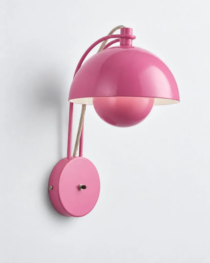 Wandlampe ODANI, Pilzform aus lackiertem Metall – Rosa, Produktfoto