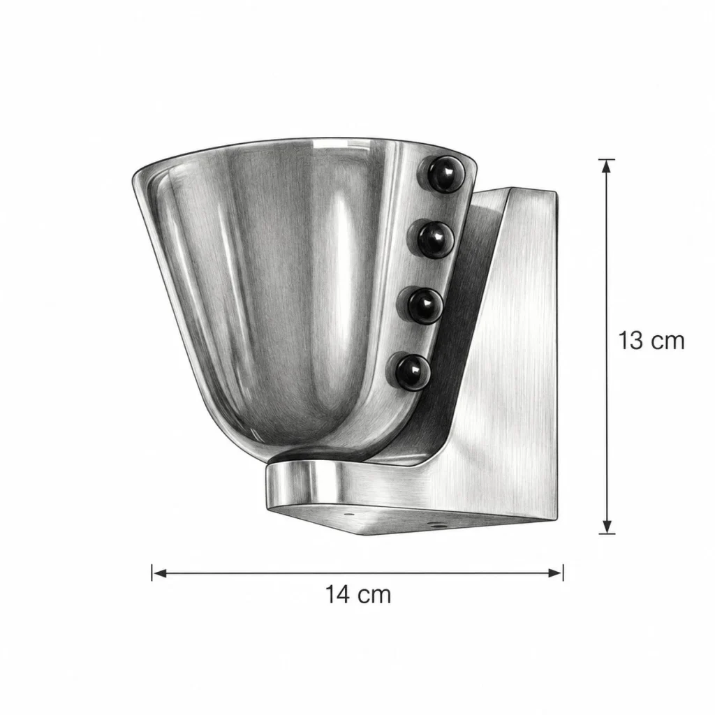 Wandlampe DIEDENA, kompakte Glasleuchte im Retro-Stil – Masszeichnung mit den verfügbaren Abmessungen