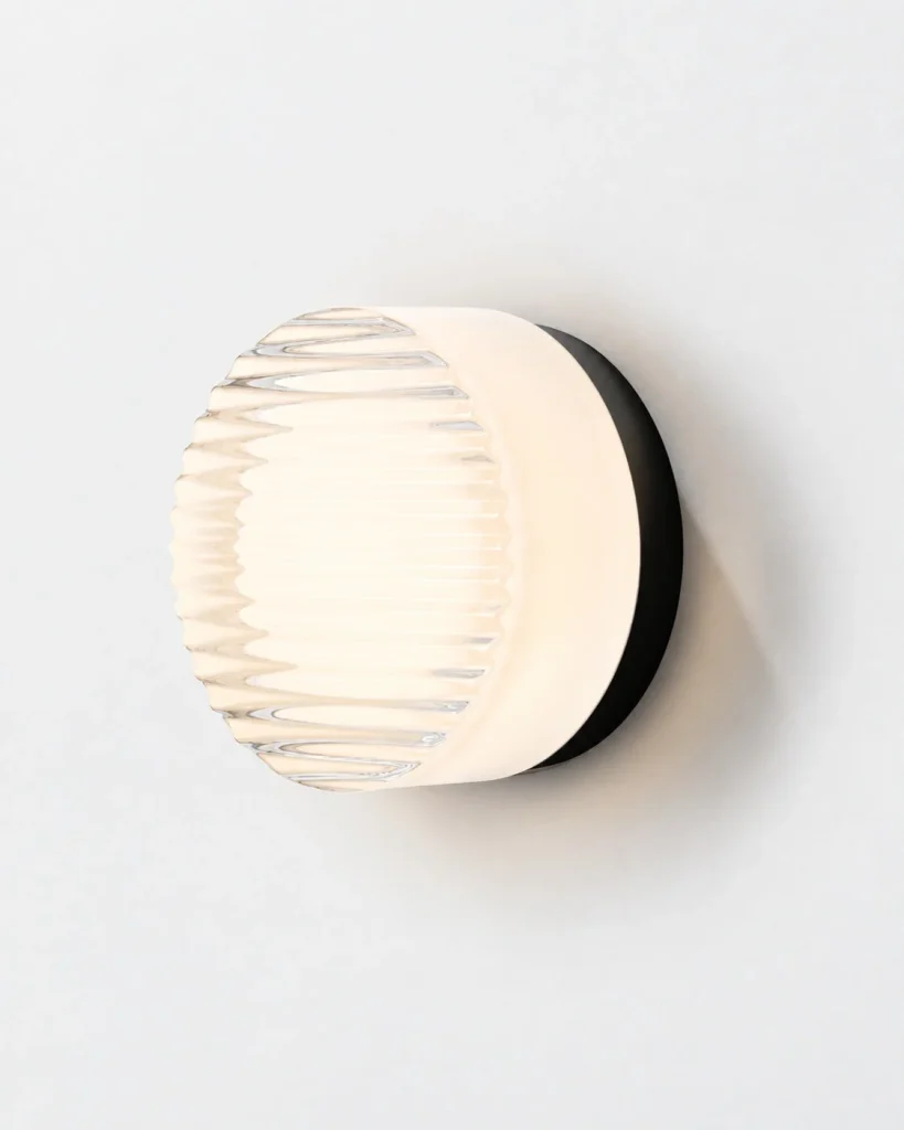 Wandlampe in runder Form EVOA – Weiss geriffelt, Produktansicht
