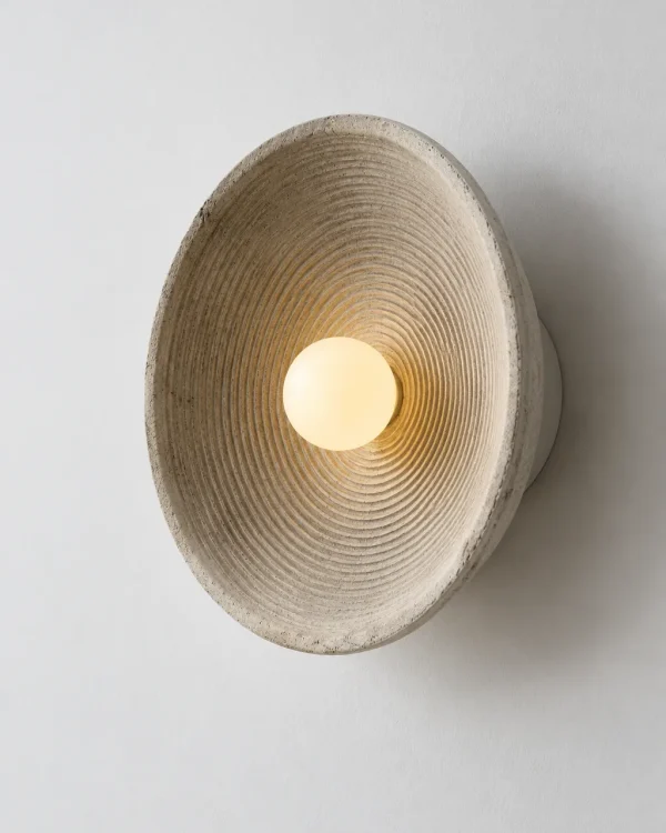 Applique SISKA, coppa rigata effetto pietra con sfera di vetro – grigio (tortora), foto prodotto