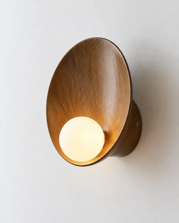 Applique MYRO, coppa bombata con sfera in vetro opale – marrone, foto prodotto