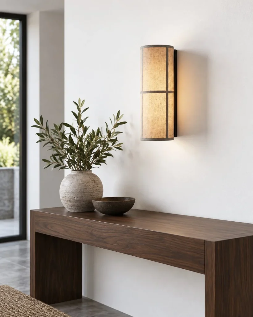 Wandlampe GIMTA, Textilschirm im schwarzen Metallrahmen – Standard im Wohnraum
