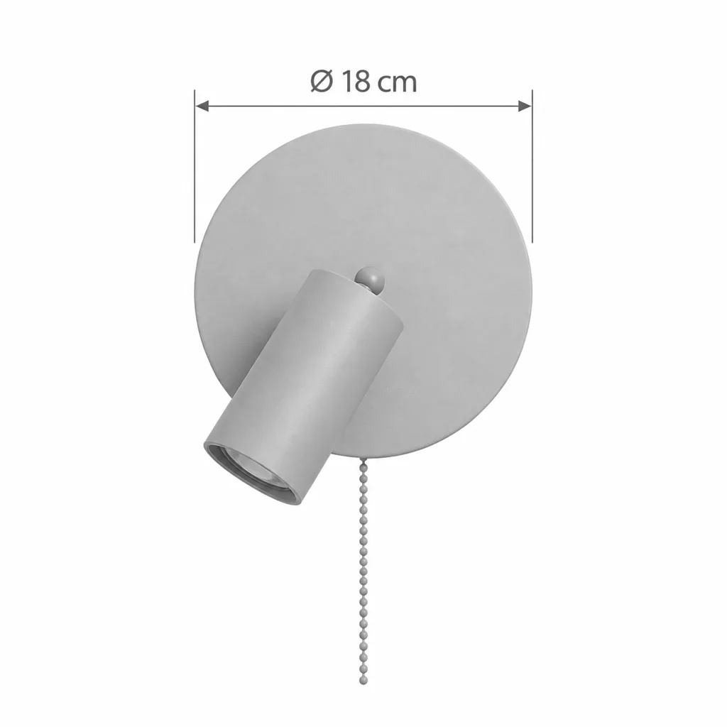 Wandlampe LILA, Travertin-Scheibe mit Holzspot – Masszeichnung Ø 18 cm