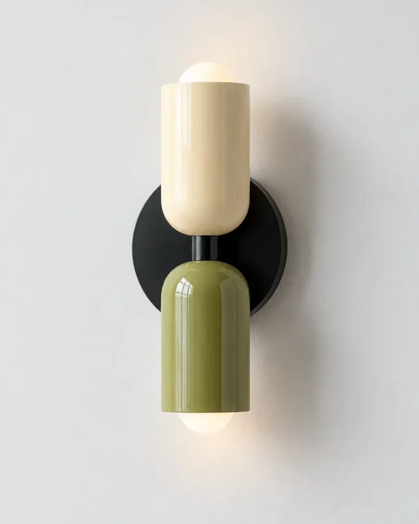 Wandlampe: Up & Down mit zwei farbigen Köpfen – NORSAND NOIR