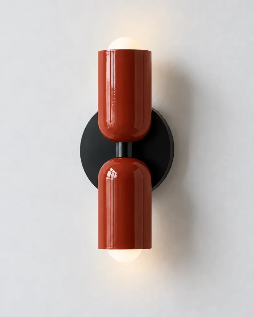 Wandlampe NORSAND NOIR, Up & Down mit zwei farbigen Köpfen – Rot & Rot (oben & unten), Produktfoto