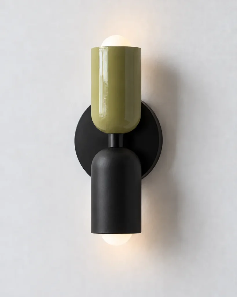Wandlampe NORSAND NOIR, Up & Down mit zwei farbigen Köpfen – Grün & Schwarz (oben & unten), Produktfoto