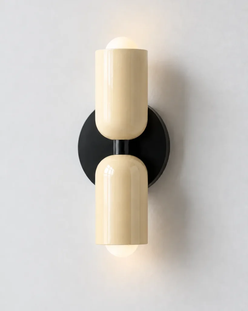 Wandlampe NORSAND NOIR, Up & Down mit zwei farbigen Köpfen – Beige & Beige (oben & unten), Produktfoto