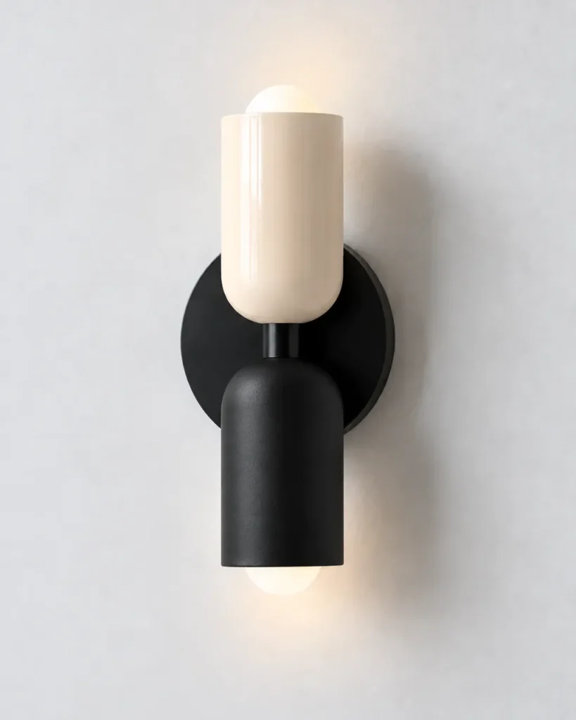 Wandlampe NORSAND NOIR, Up & Down mit zwei farbigen Köpfen – Beige & Schwarz (oben & unten), Produktfoto