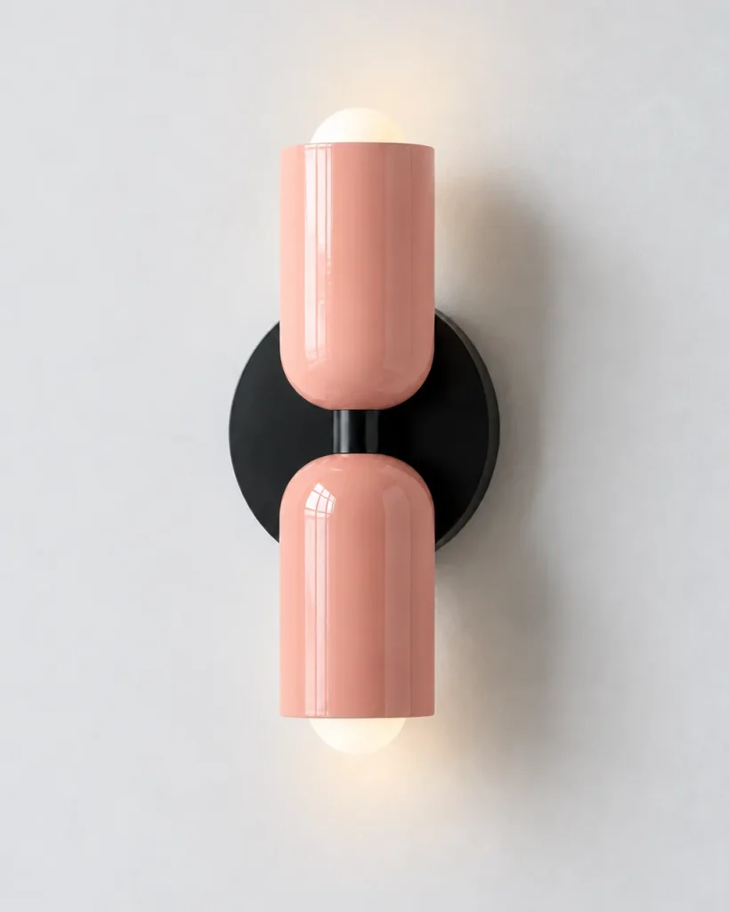 Wandlampe NORSAND NOIR, Up & Down mit zwei farbigen Köpfen – Rosa & Rosa (oben & unten), Produktfoto