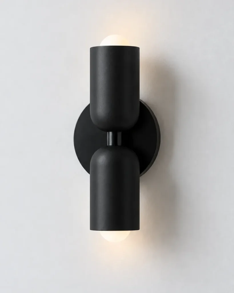 Wandlampe NORSAND NOIR, Up & Down mit zwei farbigen Köpfen – Schwarz & Schwarz (oben & unten), Produktfoto