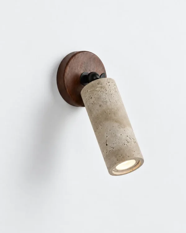 Applique IWA, faretto orientabile effetto pietra con legno – effetto pietra con legno scuro, foto prodotto